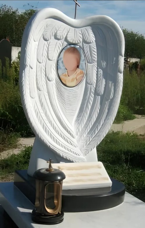 Китай Синьянский каменный резьба Ангел Крылья Детская надгробная плита